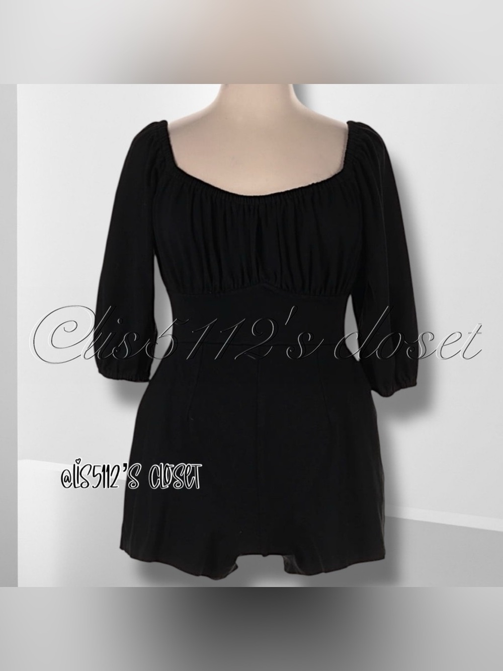 Vixen by Micheline Pitt Vacation Playsuit Shorts Romper in Black Ponte Sz XL - Picture 2 of 12
